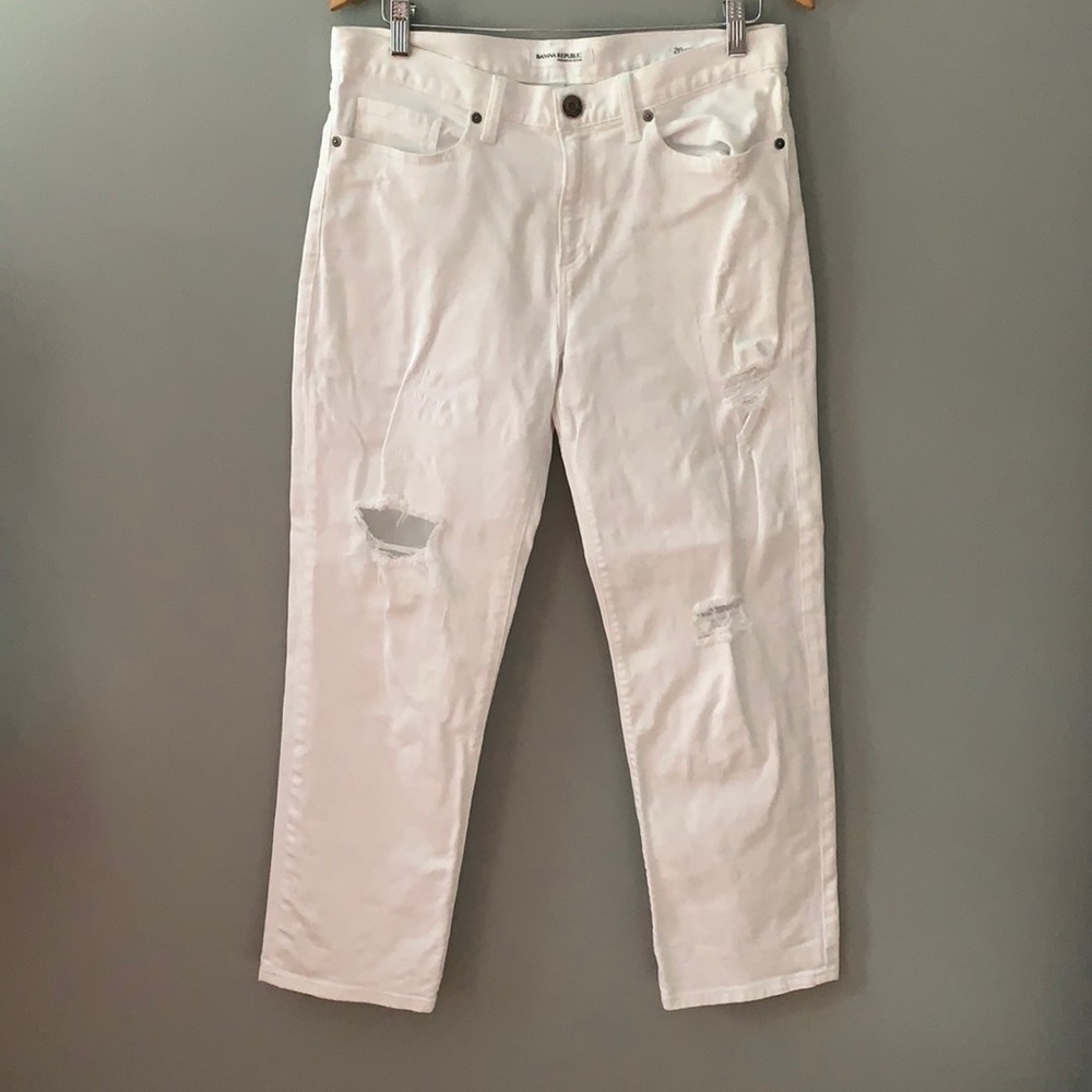 Banana Republic White Boyfriend Premium Jeans